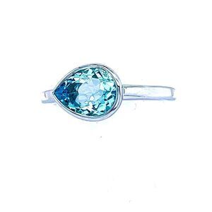 Natural Aquamarine Ring 6.5 14k W Gold 1.37 TCW Certified 221337